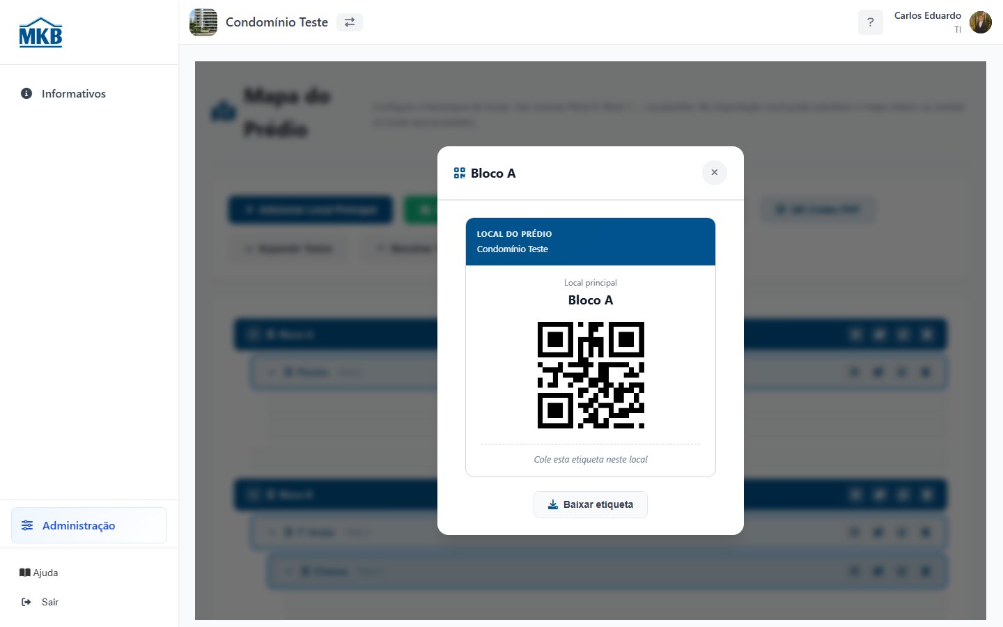 QR Code de um local do mapa.